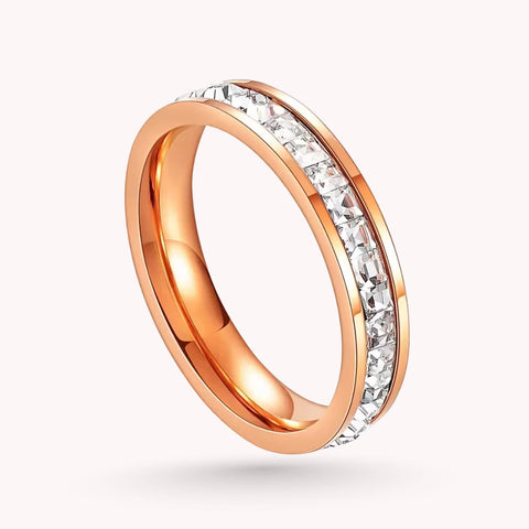 Stainless Steel Anxiety Ring with Spinning Diamonds