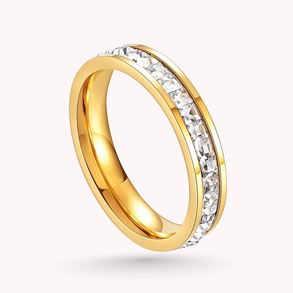 Stainless Steel Anxiety Ring with Spinning Diamonds