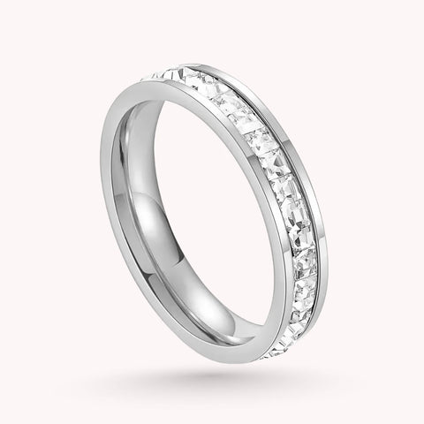 Stainless Steel Anxiety Ring with Spinning Diamonds