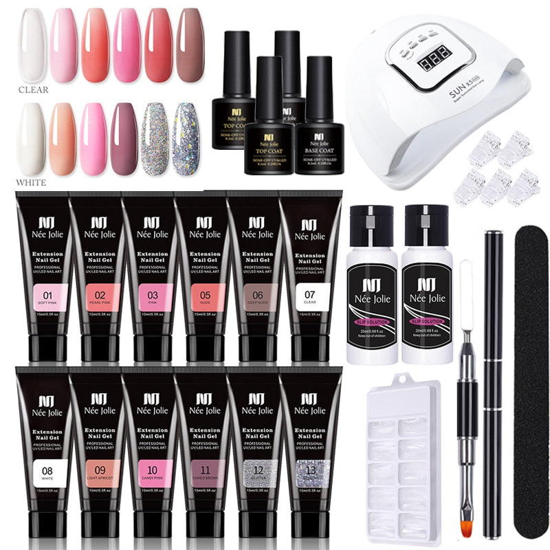 Polygel Nail Kit with LED Lamp – 10 Colors, Long-Lasting, Easy Salon ...